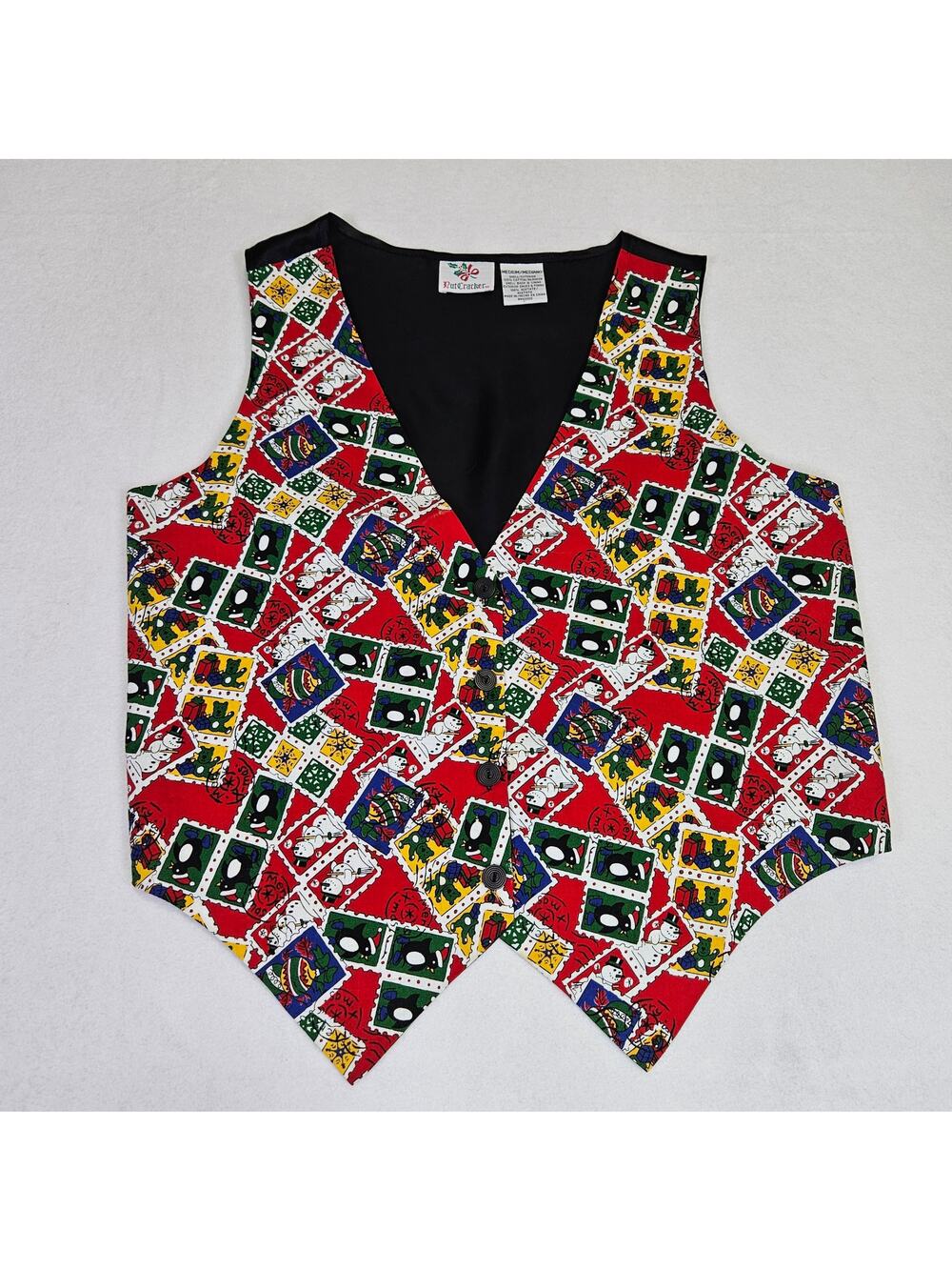 VTG 90s Christmas Vest Womens M Nutcracker Red Y2K Holiday Cottagecore Grandma